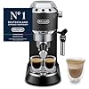 De'Longhi Dedica Style - Perfetto Kompakte Siebträgermaschine Espressomaschine mit Tasten, manuellem Milchaufschäumer für Espresso und Cappuccino, ESE Pad geeignet, 15cm breit, Schwarz (EC685.BK)