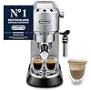 De'Longhi Dedica Style - Perfetto Kompakte Siebträgermaschine Espressomaschine mit Tasten, manuellem Milchaufschäumer für Espresso und Cappuccino, ESE Pad geeignet, 15cm breit, Metall (EC685.M)