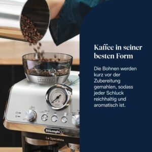 De'Longhi Siebträgermaschine La Specialista Arte EC9155.MB, Espressomaschine mit Mahlwerk, 8 Mahlgrade, 15 Bar, 3 Temperaturen, Milchschaumdüse, 1550W, 1,7L Tank, Edelstahl/Schwarz inkl. Barista-Kit Edelstahl / Schwarz ohne Cold Brew