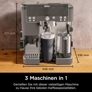 Ninja Luxe Premier 3-in-1 Kaffeemaschine ES601EUGM, Grau-Metall, ES601EUGM | für Espresso, Cold Brew & Filterkaffee, 4 automatische Schaumeinstellunge, Grau-Metall