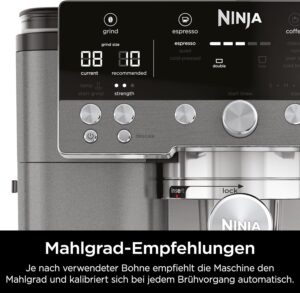 Ninja Luxe Premier 3-in-1 Kaffeemaschine ES601EUGM, Grau-Metall, ES601EUGM | für Espresso, Cold Brew & Filterkaffee, 4 automatische Schaumeinstellunge, Grau-Metall